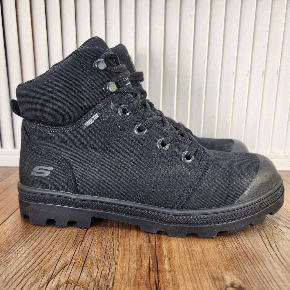 Skechers Work Rotund Darragh Steel Toe Boots Womens Size 9 Black Canvas Workwear